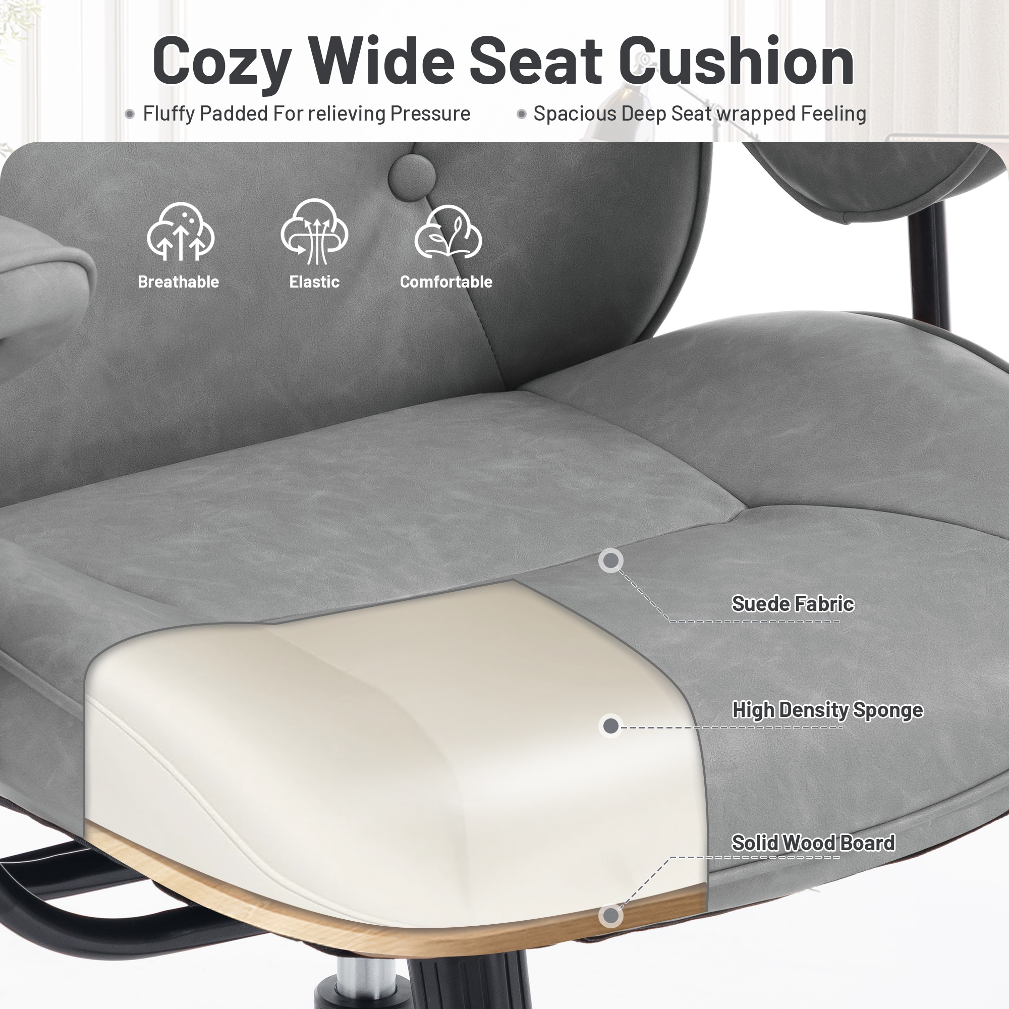 Retro Leather Office Chair With Lumbar Support And Rolling Wheels_voghion.com